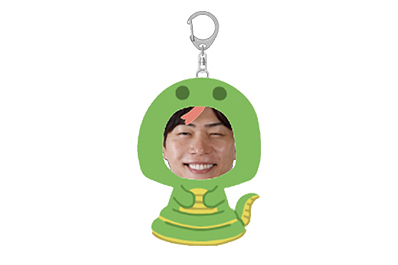 画像：ブル小吉の干支デザインのアクリルキーホルダー（清水選手バージョン）